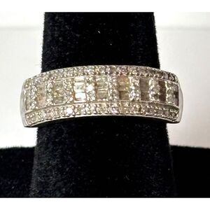 Sterling Silver CZ Baguette Band Ring 925 Wedding Anniversary Stackable Size 6